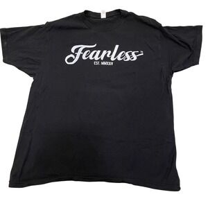 Fearless Graphic T-Shirt‎ Black Cotton Blend Short Sleeve Motivational Size XL